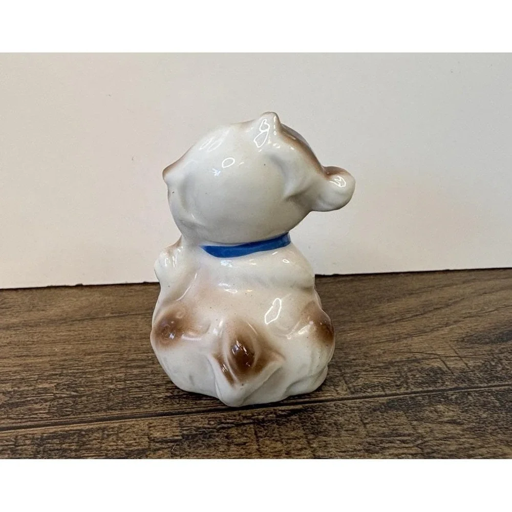 Vintage Spaniel Puppy Dog Holding Pink Hat 2.25